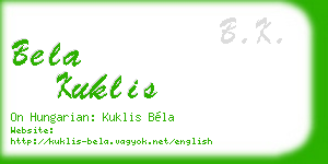 bela kuklis business card